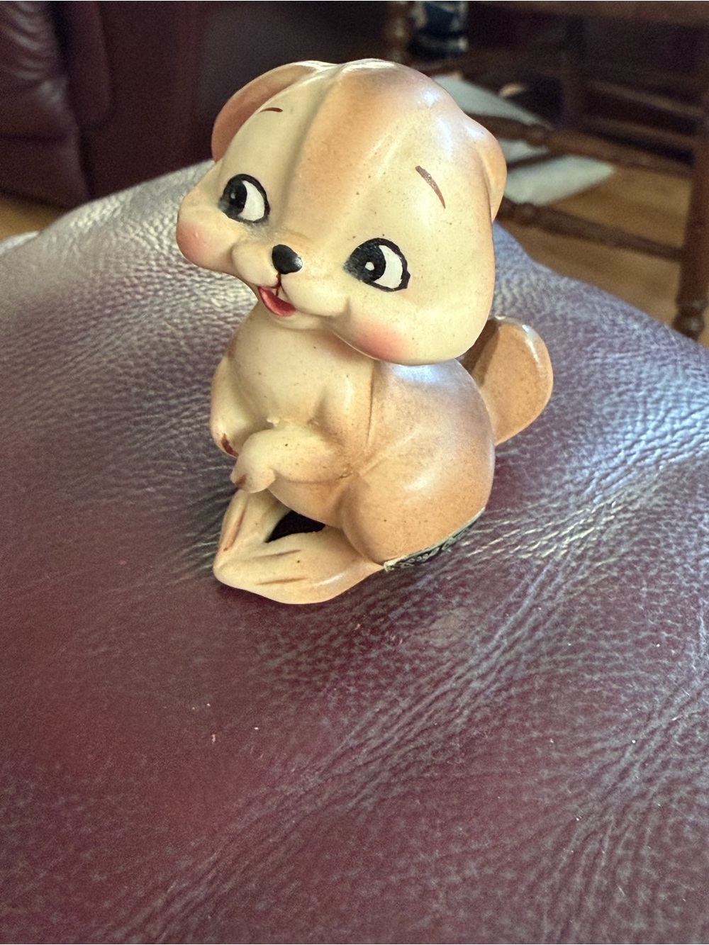 Unique Vintage 2 1/2"  Precious Brown Tan Porcelain Bunny Rabbit Figurine Japan